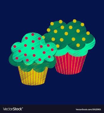 Flat shading style icon cupcakes vector image