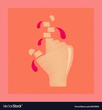 Flat shading style icon cut fingers vector image