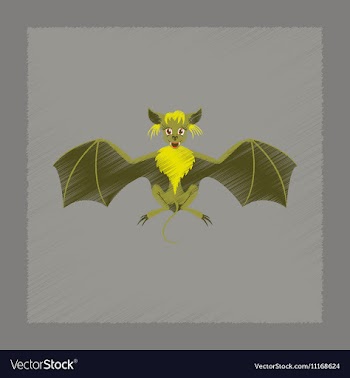 Flat shading style icon cute bat vector image
