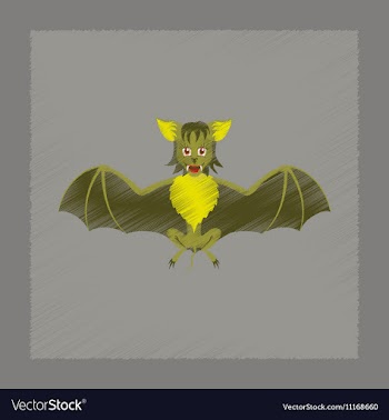 Flat shading style icon cute bat vector image
