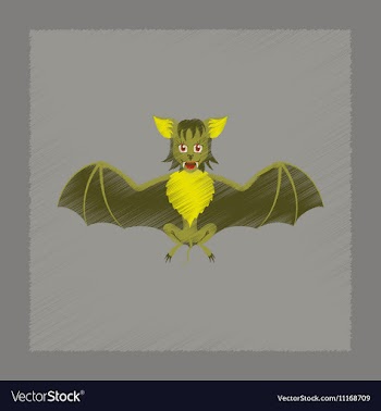 Flat shading style icon cute bat vector image