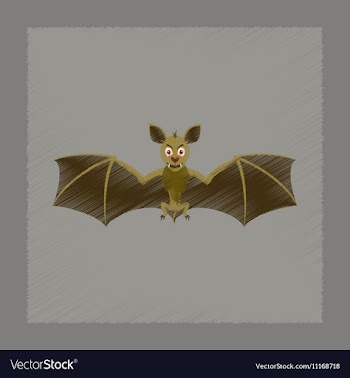 Flat shading style icon cute bat vector image