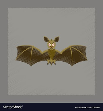 Flat shading style icon cute bat vector image