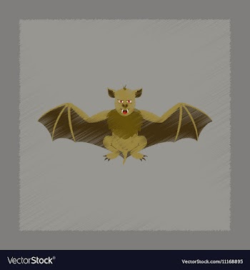 Flat shading style icon cute bat vector image