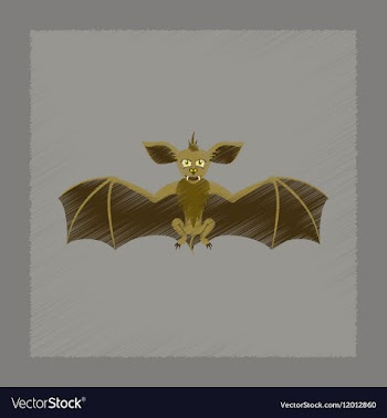 Flat shading style icon cute bat vector image