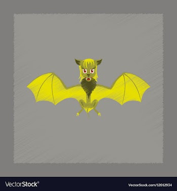 Flat shading style icon cute bat vector image