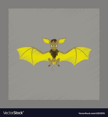 Flat shading style icon cute bat vector image