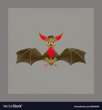 Flat shading style icon cute bat vector image