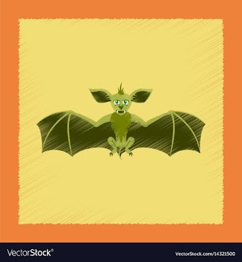 Flat shading style icon cute bat vector image