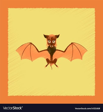 Flat shading style icon cute bat vector image