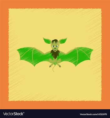Flat shading style icon cute bat vector image