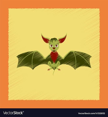 Flat shading style icon cute bat vector image