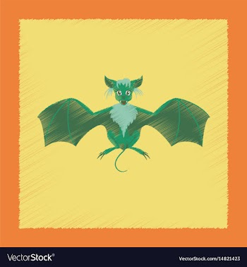 Flat shading style icon cute bat vector image