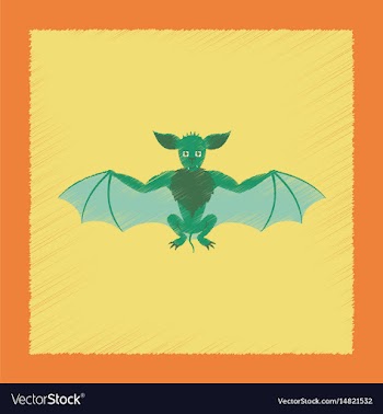 Flat shading style icon cute bat vector image