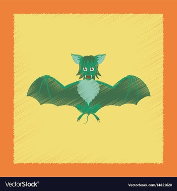 Flat shading style icon cute bat vector image