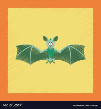 Flat shading style icon cute bat vector image
