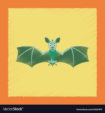 Flat shading style icon cute bat vector image