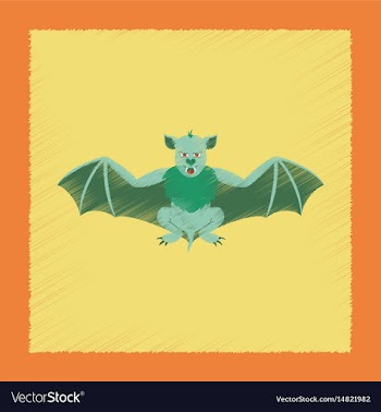 Flat shading style icon cute bat vector image