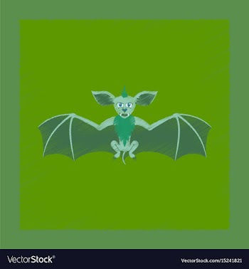 Flat shading style icon cute bat vector image