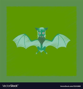 Flat shading style icon cute bat vector image
