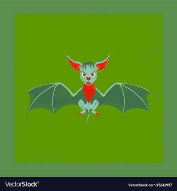 Flat shading style icon cute bat vector image