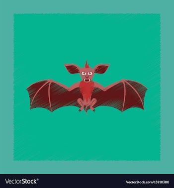 Flat shading style icon cute bat vector image