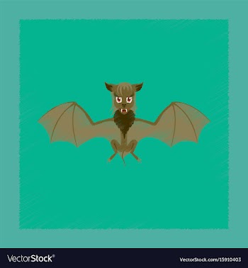 Flat shading style icon cute bat vector image