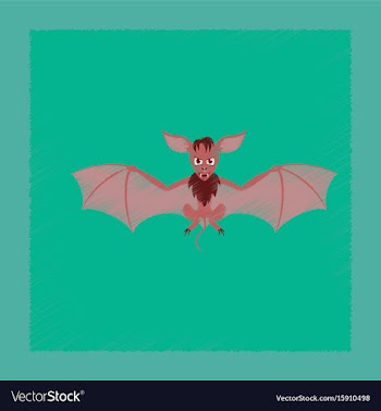 Flat shading style icon cute bat vector image