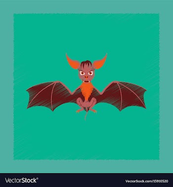 Flat shading style icon cute bat vector image