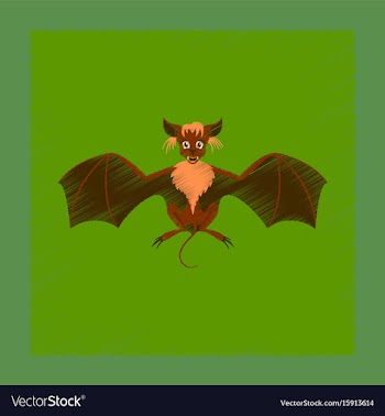 Flat shading style icon cute bat vector image