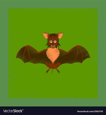 Flat shading style icon cute bat vector image