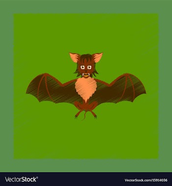 Flat shading style icon cute bat vector image
