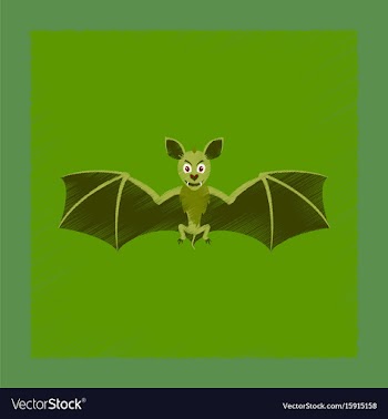 Flat shading style icon cute bat vector image