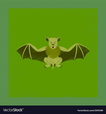 Flat shading style icon cute bat vector image