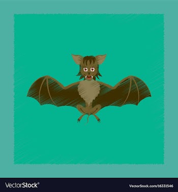 Flat shading style icon cute bat vector image