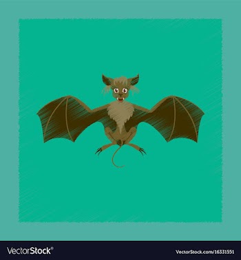 Flat shading style icon cute bat vector image