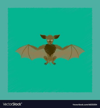Flat shading style icon cute bat vector image