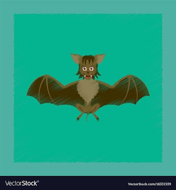 Flat shading style icon cute bat vector image