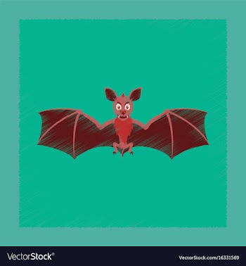 Flat shading style icon cute bat vector image