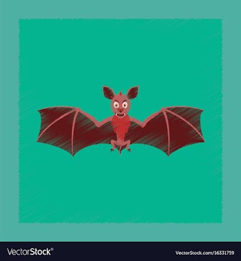 Flat shading style icon cute bat vector image