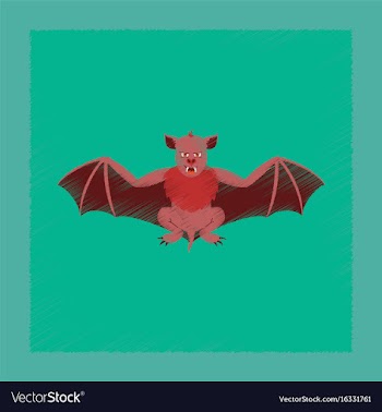 Flat shading style icon cute bat vector image