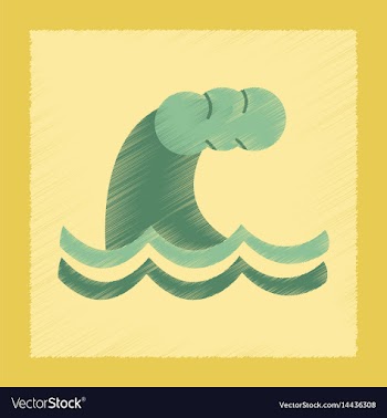 Flat shading style icon danger tsunami vector image