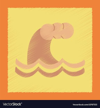 Flat shading style icon danger tsunami vector image