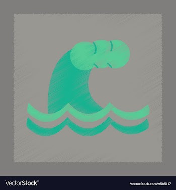 Flat shading style icon danger tsunami vector image