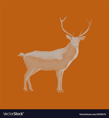 Flat shading style icon deer vector image