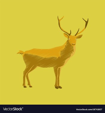 Flat shading style icon deer vector image