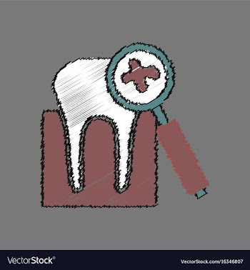 Flat shading style icon dental caries vector image