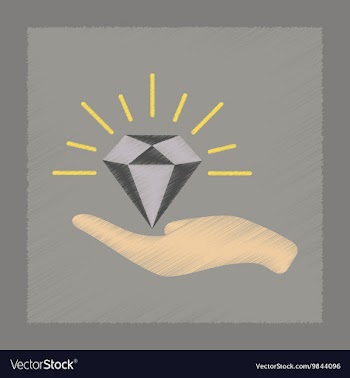 Flat shading style icon Diamond in the hand vector image