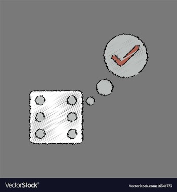 Flat shading style icon dice and check mark vector image