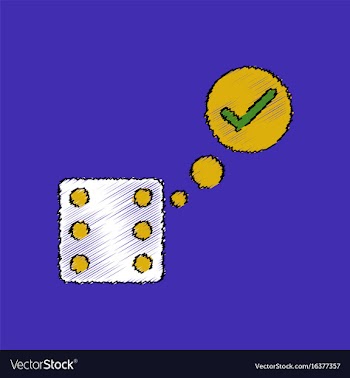 Flat shading style icon dice and check mark vector image